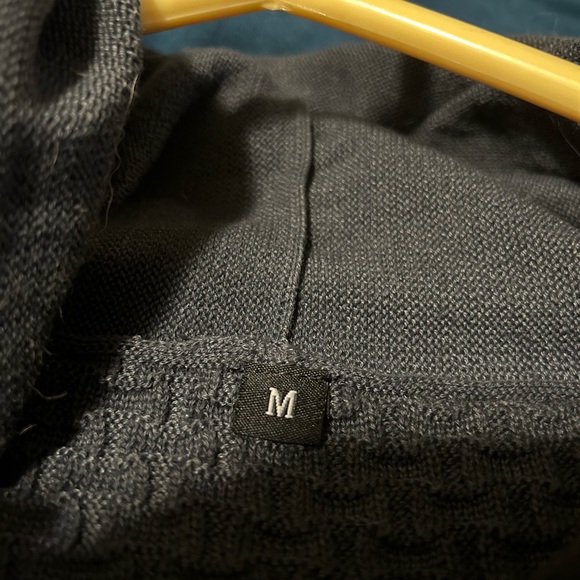 Zaitun Mens Navy Blue Hooded Jacket Long Sleeve Solid Knitted MEDIUM - Picture 7 of 8